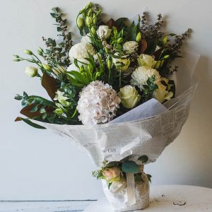 white seasonal flowers bouquet